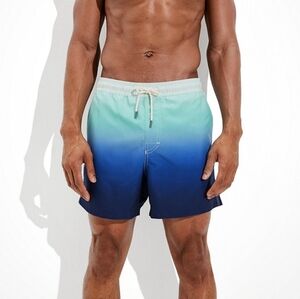 American Eagle AEO Mens 5.5" Blue Ombre Swim Shorts Trunks Short New NWT Beach